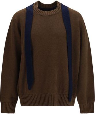 sacai Brown Wool Oves Aries Mens Sweatshirt