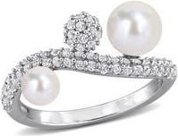 Delmar White Topaz Pav&eacute; & Cultured Freshwater Pearl Ring at Nordstrom Rack, Size 7