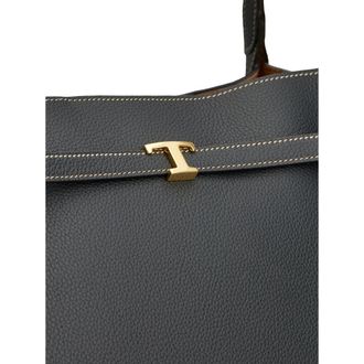 Tod's Calf Leather with Gold-Tone Hardware Tote Bag - Black