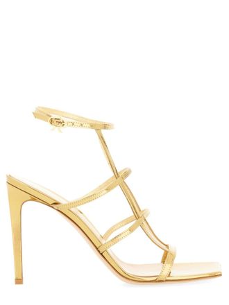 Gianvito Rossi Gold Ankle Strap Heels
