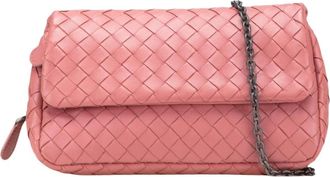 Bottega Veneta Pre-owned Woven Leather Flap Bag with Chain Strap - Dames - Vintage Schoudertas - Roze - ONE Size - Leer - Vintage