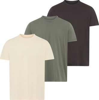 Man's World T-Shirt MANS WORLD neue Farben, Herren, Gr. 60/62 (XXL), gr&uuml;n, beige, anthrazit, Single Jersey, Obermaterial: 100% Baumwolle, unifarben, Basic, normal
