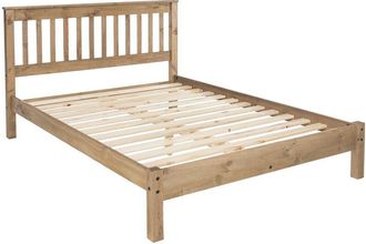 Home Source Industries Home Source - Double Bed Pine Frame 4ft6 Solid Wood Slatted Furniture Slatted Bedroom Home