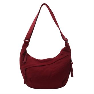 Generic Crossbody Bag, Womens Fashion Plain Color Nylon Hobo Bag Adjustable Strap Crescent Crossbody Bags (Burgundy,One Size)