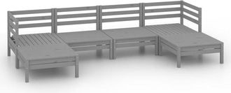 vidaXL Muebles De Jard&iacute;n 6 Piezas Gris Madera De Pino Maciza Vidaxl