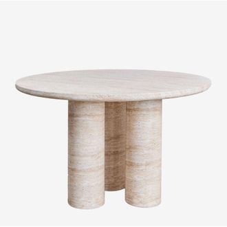 Sklum Tavolo da giardino rotondo &Oslash;120 cm effetto cemento travertino Lourdes SKLUM
