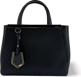 Fendi 2Jours Leather Black Calfskin Handbag (Pre-Owned)
