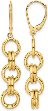 Diamond2Deal 14K Yellow Gold Circle Links Drop Dangle Earrings
