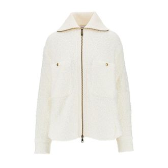 Moncler Boucl&eacute; knit full-zip cardigan Woman 40