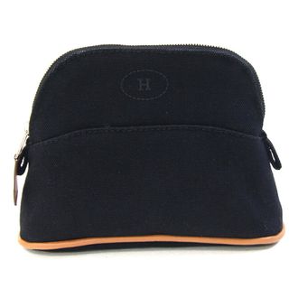 Herm&egrave;s Black Cotton Canvas Pouch (Pre-Owned)