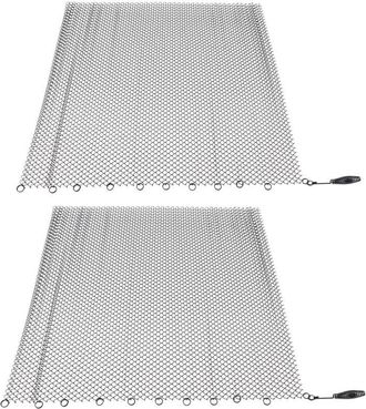 OEM Juego De 2 Cortinas De Malla Para Chimenea, Cadena Protectora Contra Chispas De Alta Resistencia, Pantalla Met&aacute;lica Colgante De Repuesto Para Chimenea