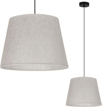 OEM L&aacute;mpara Colgante, Cono De Lino, Negro, 1 Plana, Pantalla Beige Claro, L01 38cm