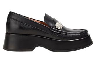 Ganni Black Crystal Embellished Chunky Loafers Size 39