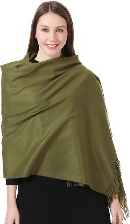 World of Shawls Essential Cozy Warm Shawls Scarves Scarf for Women this Winter Autumn Fall (Olive Green)