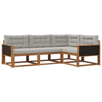 vidaXL Conjunto De Sof&aacute;s De Exterior 4 Pcs Natural Y Gris Claro Vidaxl