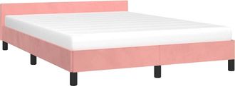vidaXL Cama Con Cabecero Sin Colch&oacute;n Terciopelo Rosa 140x190 Cm Vidaxl