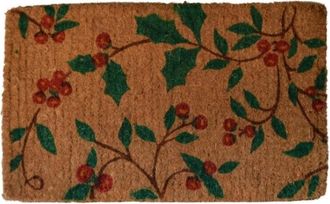 Imports Decor Holly Princess Printed Coir Door Mat, Handwoven Outdoor Entry Mat with Anti-Slip Backing