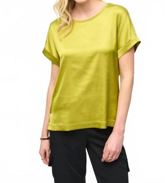 Joseph Ribkoff Satin Front Short Sleeve Top In Wasabi