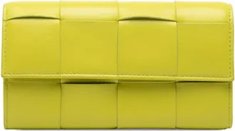 Bottega Veneta Green Leather Long Wallet (Bi-Fold) (Pre-Owned)