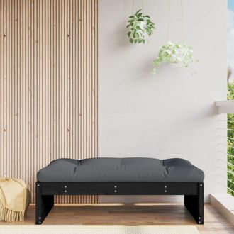 Berkfield Home Garden Footstool Black 120x80 cm Solid Wood Pine