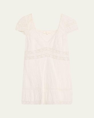 LoveShackFancy Edena Cotton Victorian Mini Dress