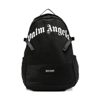 Palm Angels Curved Logo Backpack - male - Palm Angels - Backpacks - Black - ONE SIZE - Bags