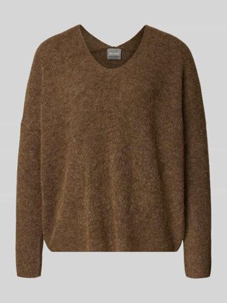 Mos Mosh Oversized Strickpullover mit gerippten Abschlüssen Modell THORA in Mittelbraun, Größe XS