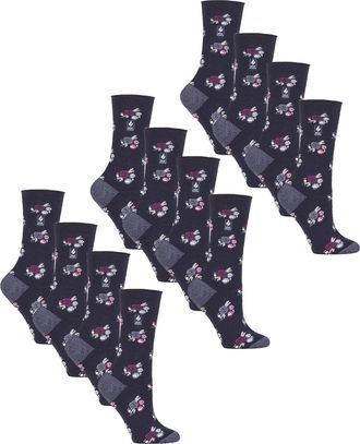 Heat Holders Womens 12 Pairs Ladies Ultra Lite Soft Thermal Socks - Blue/Navy - Size UK 4-8