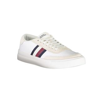 Tommy Hilfiger Contrast Striped Leather Sneaker - White