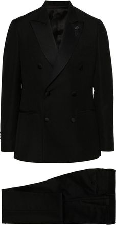 Lardini double-breasted wool-blend suit - men - Polyamide/Wool/Mohair/Spandex/Elastane/Viscose/Cupro - 52 - Black