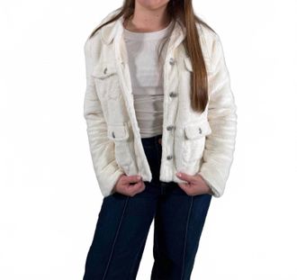 Dear John Denim Sherpa Button-Front Jacket In Soft Cream