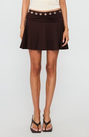 Princess Polly Amryn Grommet Miniskirt in Brown at Nordstrom, Size 10