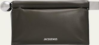 Jacquemus Ronde Carr&eacute; Leather Clutch