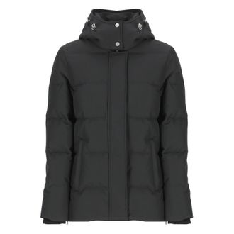 Moose Knuckles Jassen, Dames, Zwart, L, Gewatteerde Zwarte Donsjas met Hoge Hals