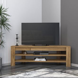 Dmora Unidad Tv Venezze, 2 Estantes, Esquina, Soporta 40 Kg, 120x30x40h Cm, Roble Marr&oacute;n
