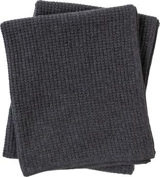 Sofiacashmere Sienna Waffle Knit Cashmere Throw Blanket in Charcoal at Nordstrom