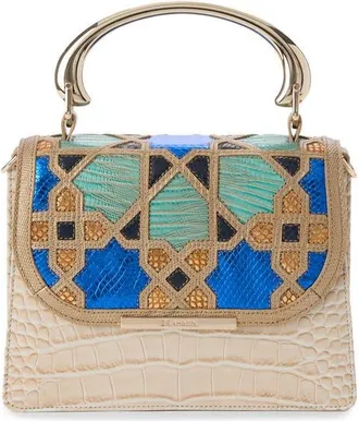 Brahmin Small Hallie Embossed Leather Top Handle Bag in Ivory Multi at Nordstrom