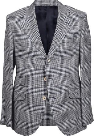 Brunello Cucinelli Gray Silk Blend Houndstooth Blazer, Brand Size 46 (US Size 36)