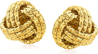 Ross-Simons Italian 14kt Yellow Gold Textured Love Knot Stud Earrings