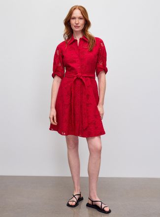 Lauren Ralph Lauren Womens Vibrant red broderie anglaise shirtdress