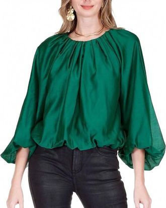 Jade Yoga Balloon Blouse In Hunter