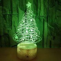 OEM L&aacute;mpara De Noche Decorativa Led Con Forma De &Aacute;rbol De Navidad 3d, Alimentada Por Usb, Con Interruptor T&aacute;ctil Y Efecto &Oacute;ptico. 7 Colores Cambiantes. De