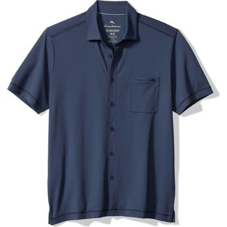 Tommy Bahama Costa Wave Short Sleeve Button-Up Shirt in Carbon Navy at Nordstrom, Size Xx-Large
