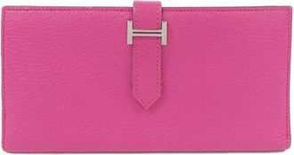Herm&egrave;s Rose Shocking Soufre Chevre Leather Long Wallet (Bi-Fold) (Pre-Owned)