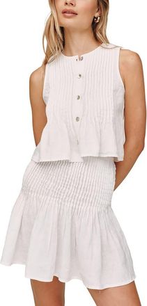 Bella Dahl Pintuck Peplum Sleeveless Linen Shirt in White at Nordstrom, Size X-Small