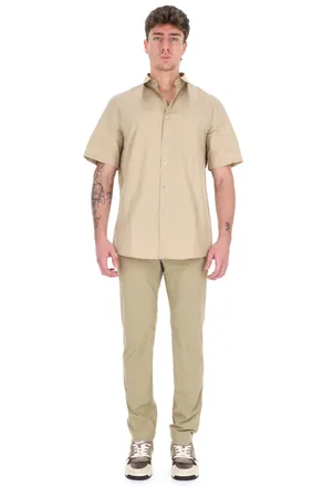 A.P.C. Beige Short-Sleeve Cotton Poplin Shirt
