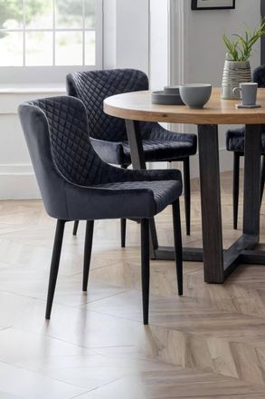 Julian Bowen Luxe Diamond Quilted Upholstered Dining Chair (Set of 2) in Grey