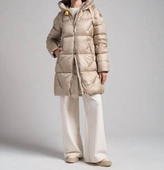 Parajumpers Janet Long Puffer Jacket In Tapioca