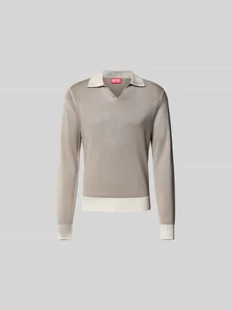 Diesel Sweatshirt mit Polokragen in Hellgrau, Gr&ouml;&szlig;e L