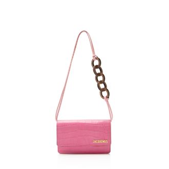 Jacquemus Croc Embossed Leather Le Riviera Shoulder Bag